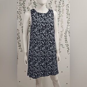 Nordstrom Rack Navy Floral Sleeveless Shift Dress Mod Dark Academia Corpcore S